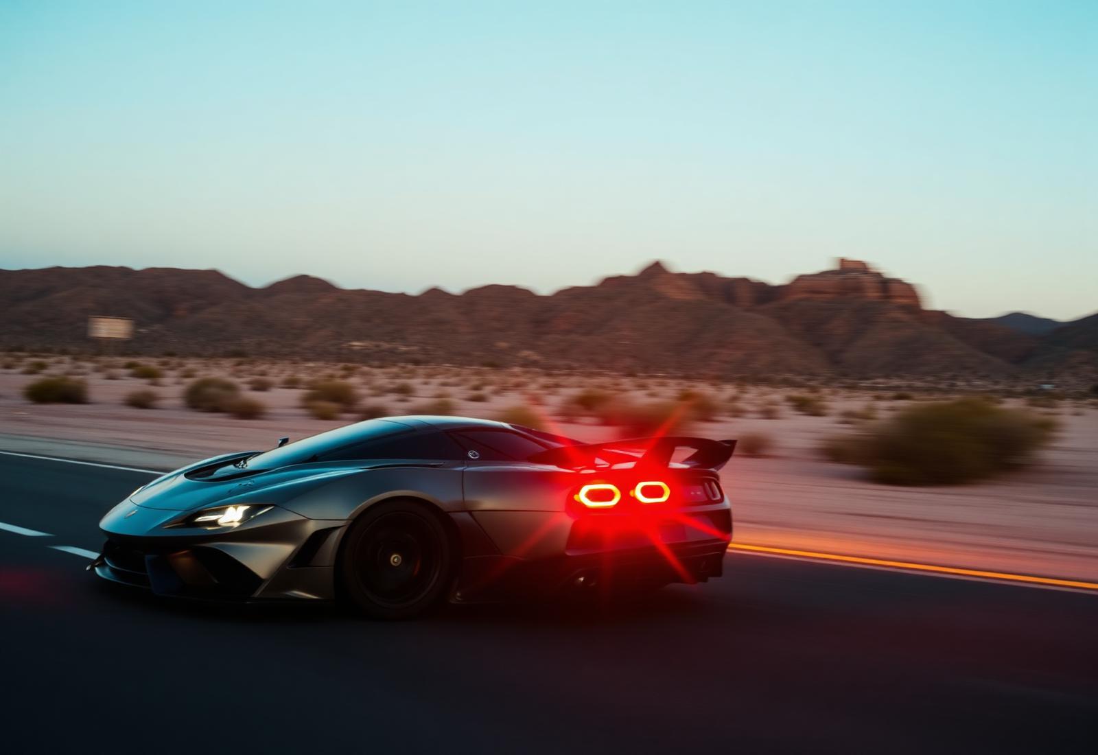 Tiffany-blue Corvette rolling on an Arizona desert highway